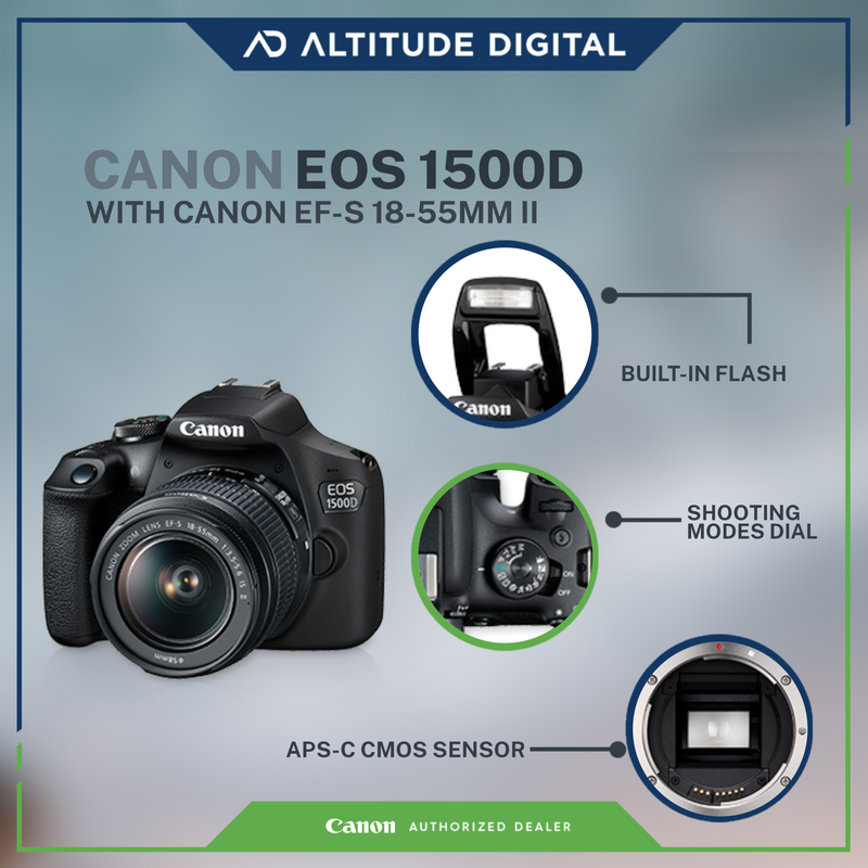 Canon EOS 1500D Kit (EF S18-55 IS II) with FREE 32GB SanDisk Ultra SD Card