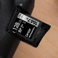 Inserting the Lexar Professional 1667x SD Card into Camera SD Slot