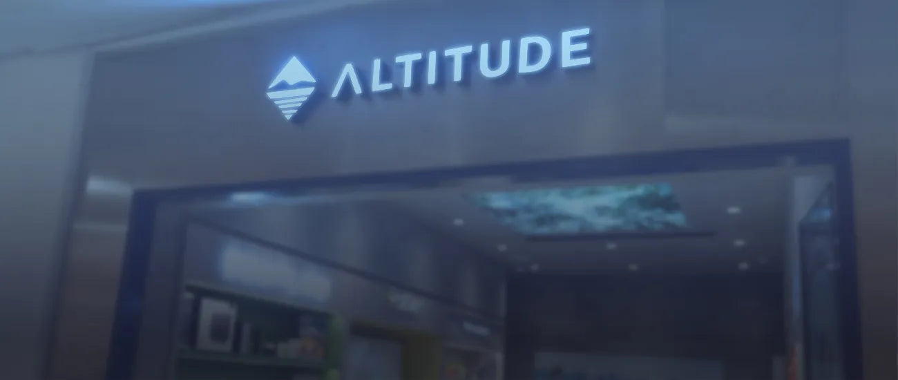 Altitude retail store entrance with illuminated signage inside a shopping mall | Altitude Philippines
