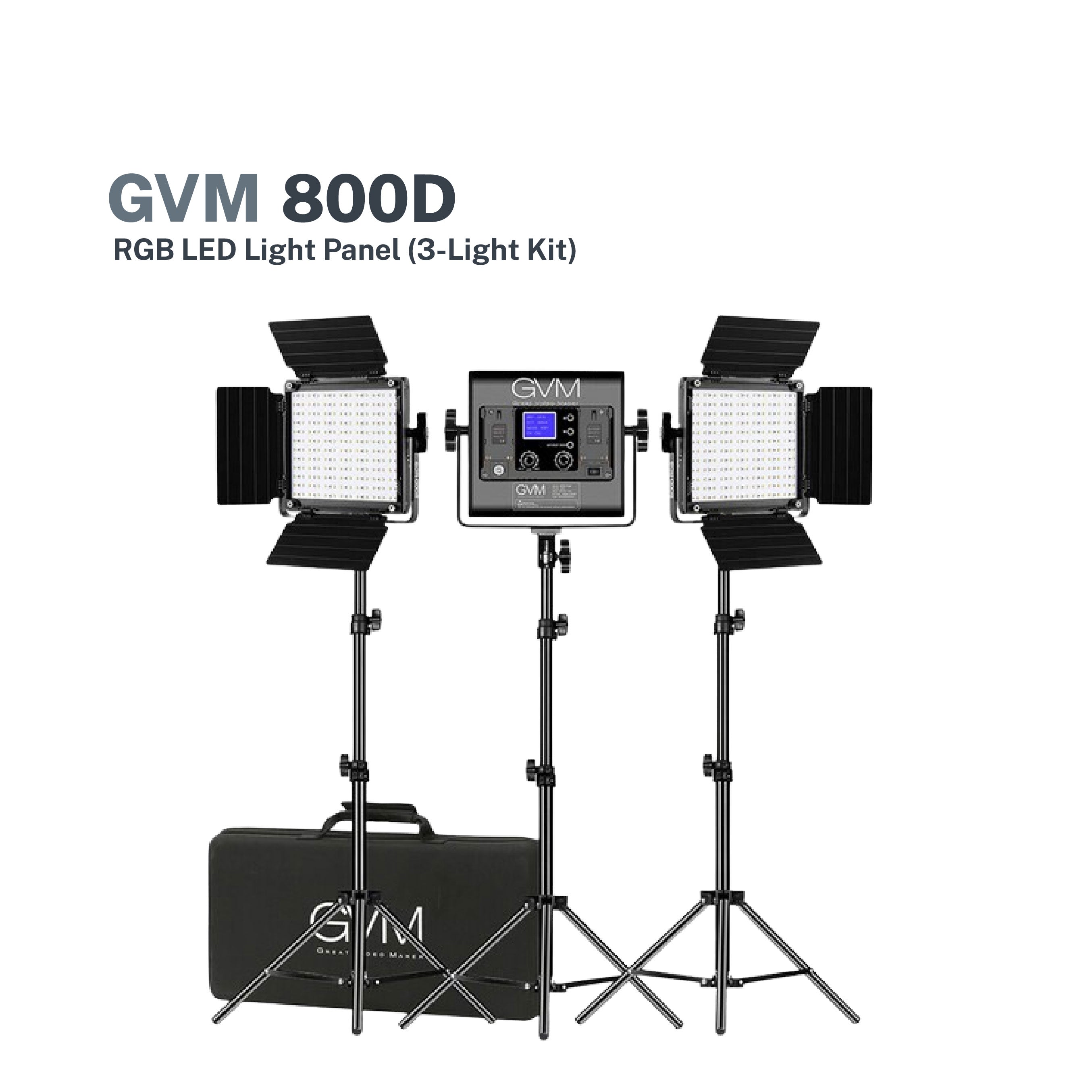 GVM 800D RGB II LED Studio 3 Video Light Kit