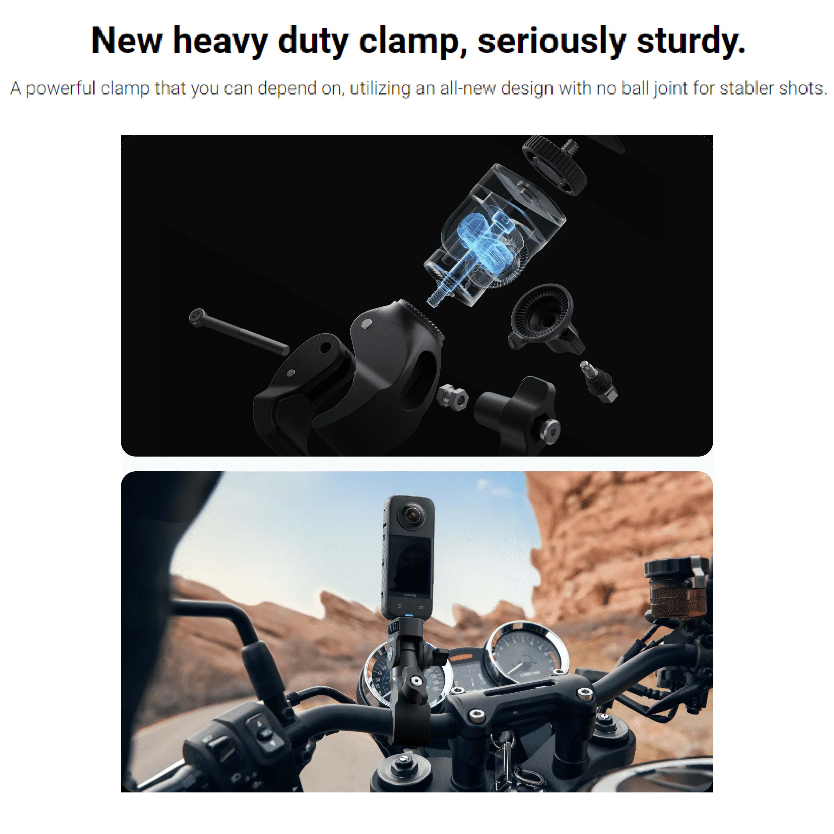 roadtrip using the Insta360 Motorcycle Mount with heavy duty clamp