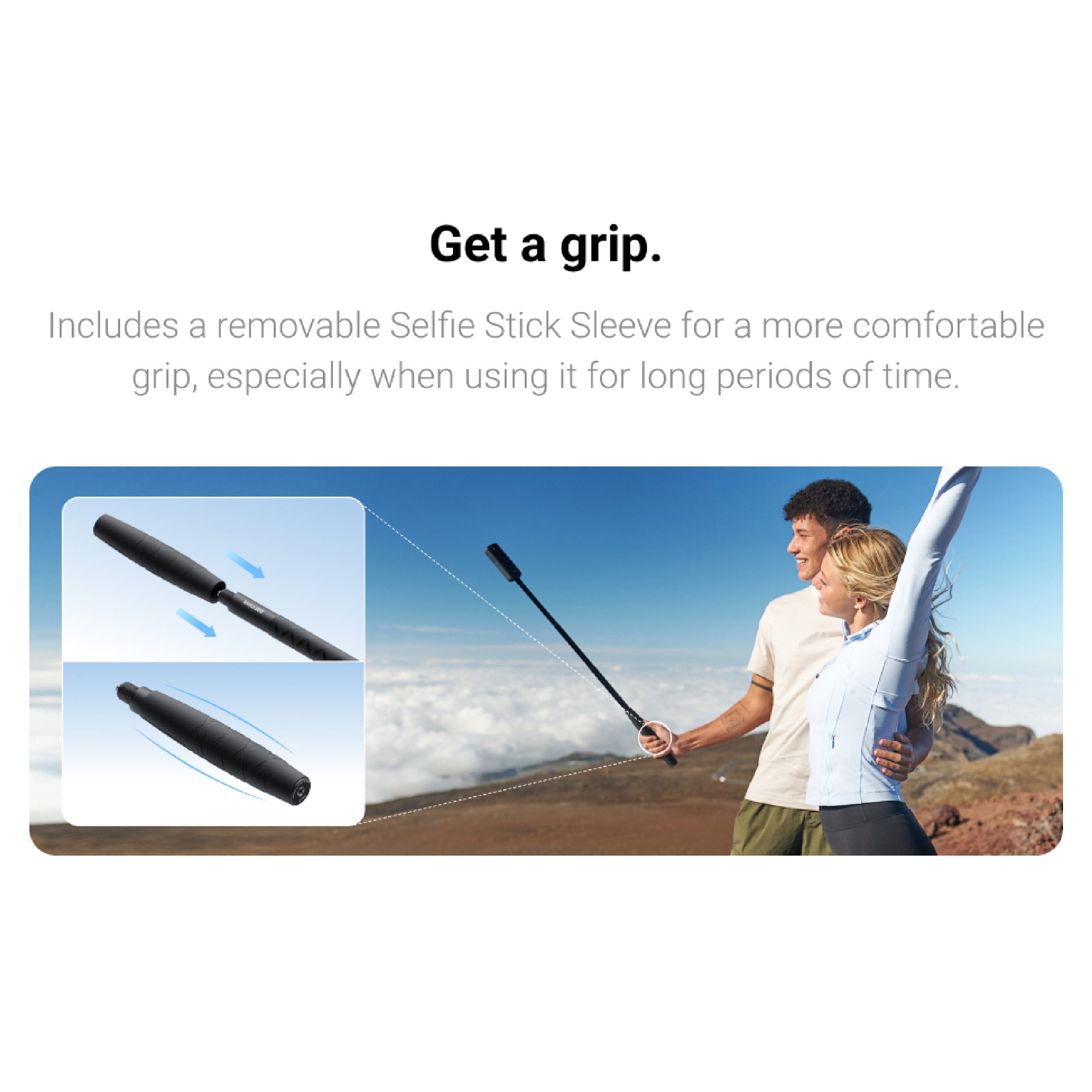 Couple taking a selfie using the Insta360 Invisible Selfie Stick