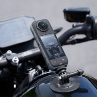 Insta360 X5 mounted on a motorcycle