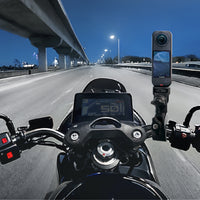 Motorcycle with Insta360 X5 Action Camera installed