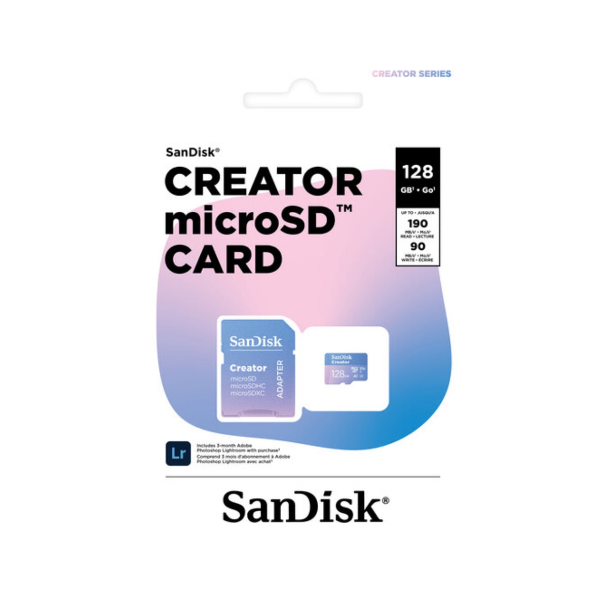 SanDisk Creator SDXC 190/90MB/s U3 V30 RPD-2 UHS-I 128 GB Memory Card with Adapter
