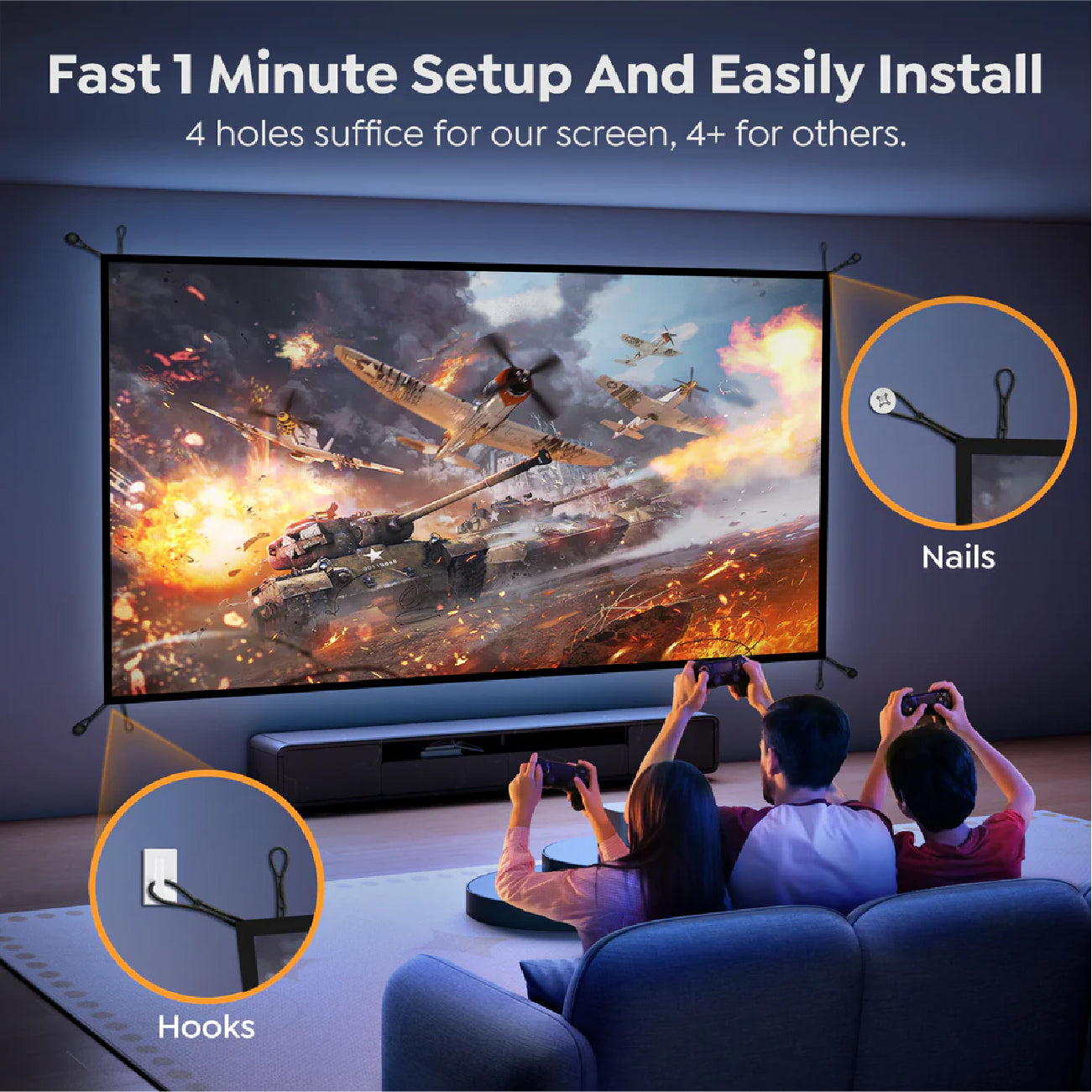 Easily install the Yaber 100inch Projector Screen