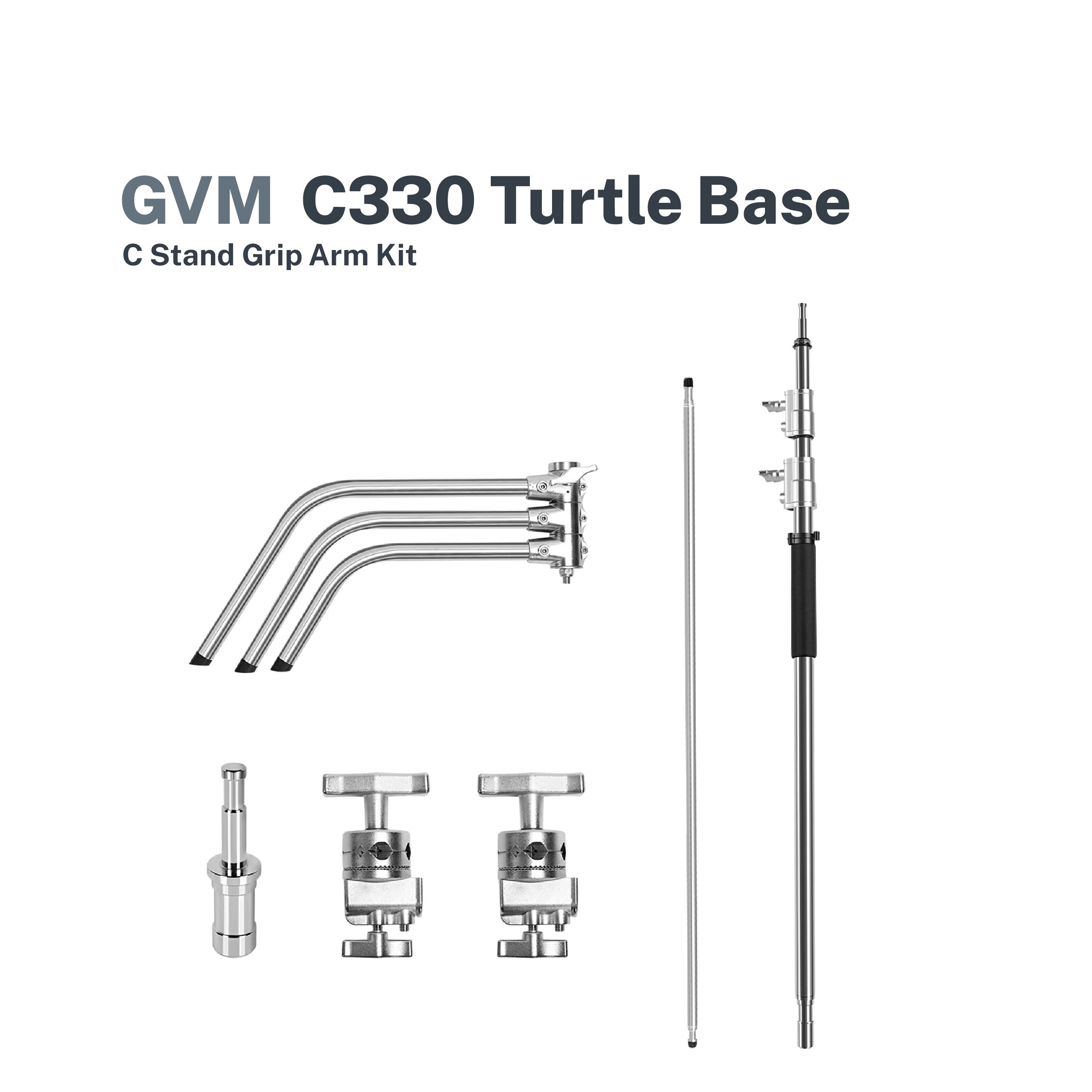 GVM C320 Turtle Base C-Stand & Grip Arm Kit (10.5′, Black) - GVM Official  Site