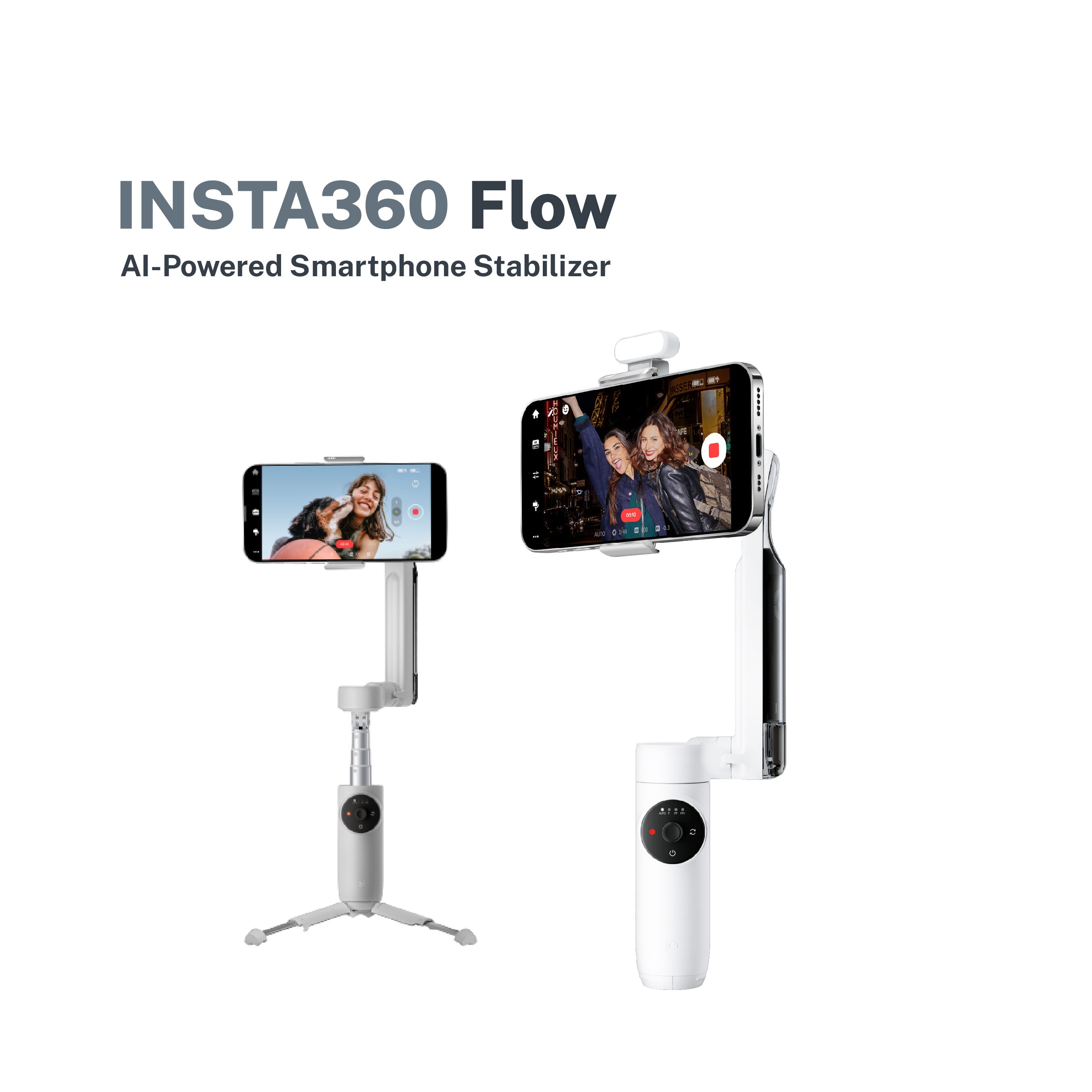  Insta360 Flow Gimbal Stabilizer for Smartphone, AI-Powered  Gimbal, 3-Axis Stabilization, Built-in Tripod, Portable & Foldable, Auto  Tracking Phone Stabilizer, Video Recording, Summit White : Cell Phones &  Accessories