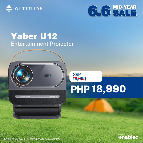 Yaber Entertainment Projector U12 1080P with Dolby Audio, Auto Focus, 700 ANSI Lumens, Rotatable Gimbal, and Portable Handle