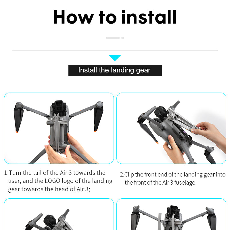 Illustration of how to install the STARTRC Foldable Landing Gear