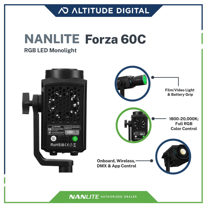 Nanlite Forza 60C RGBLAC Complete Kit, DMX, Bluetooth, 2.4G