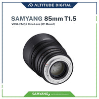Back of the Samyang 85mm T1.5 VDSLR MK2 Cine Lens