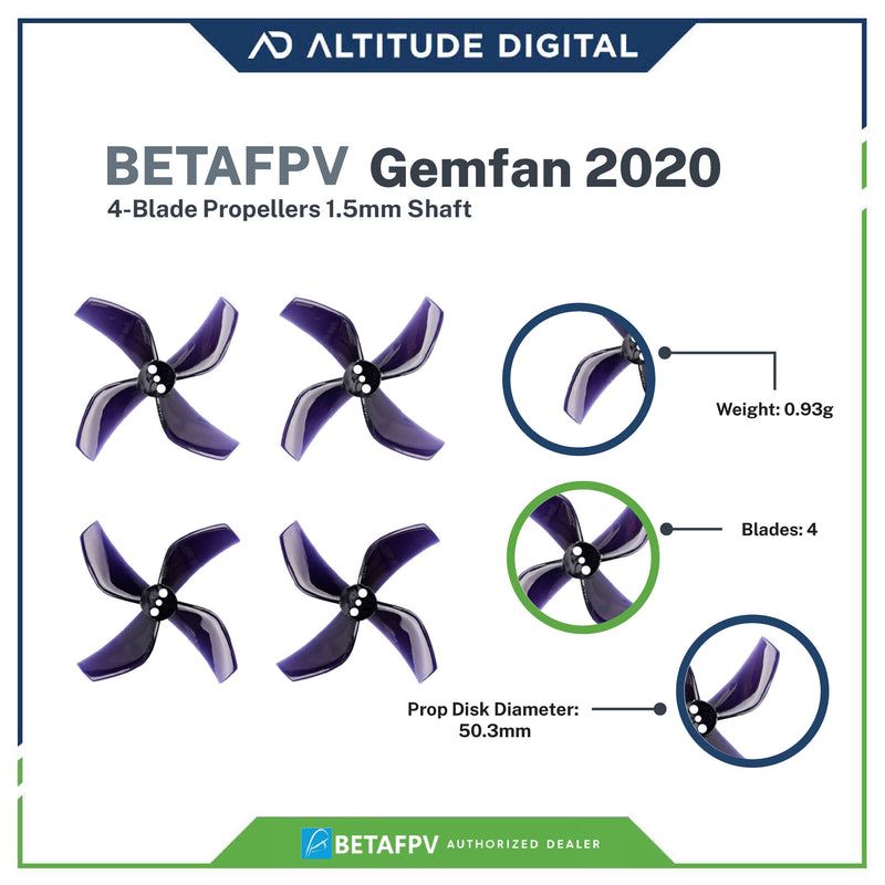 BetaFPV Gemfan 2020 4-Blade Propellers 1.5mm Shaft