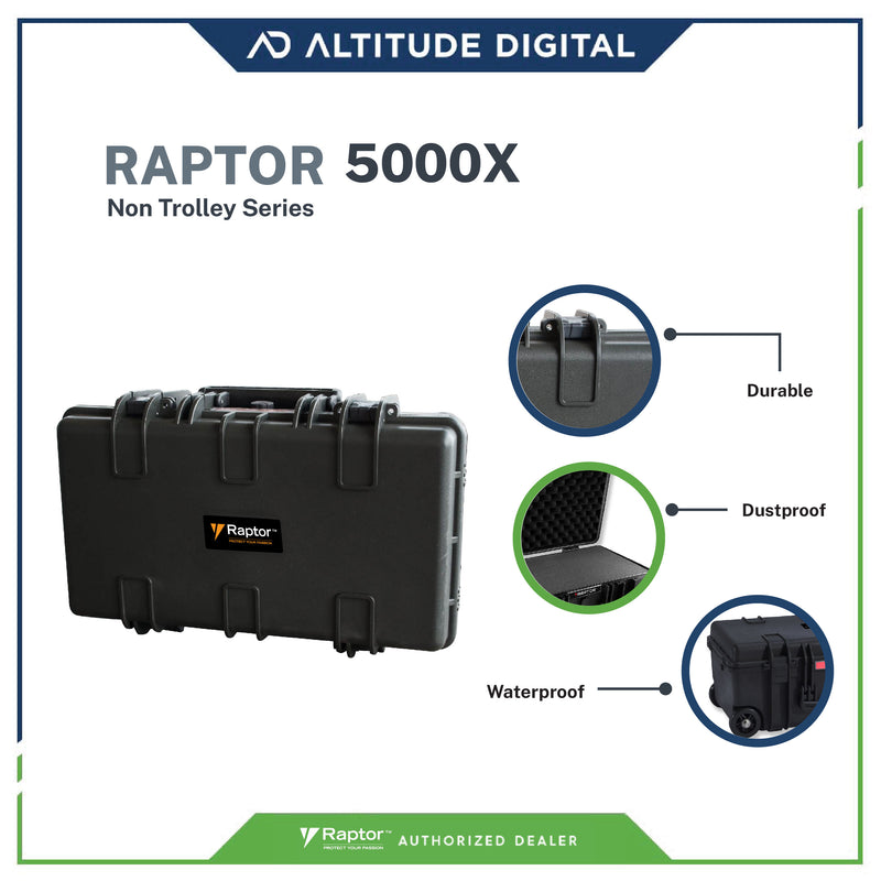 Raptor 5000x Non-Trolley Waterproof  and Carry On Hard Case for Cameras, Lens, Gimbals & Drone