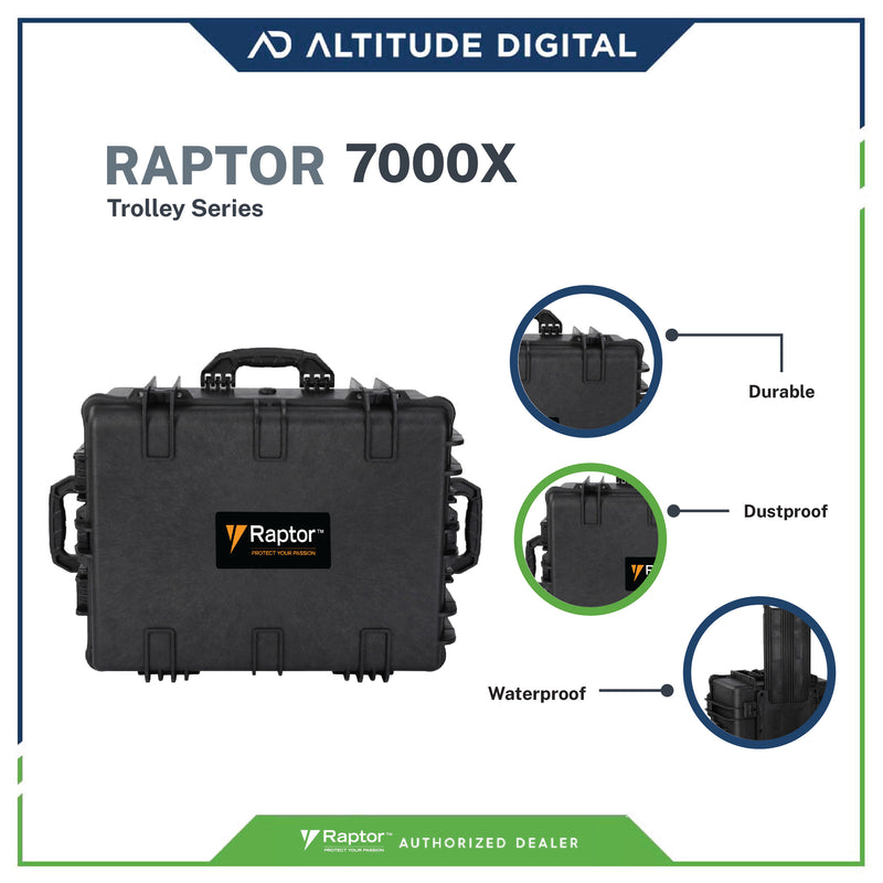 Raptor 7000X Waterproof / Dustproof Trolley and Carry On Hard Case (for Camera, Drones, etc)