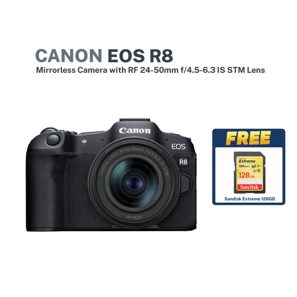 Canon EOS R8 Full Frame 24.2MP WiFi + RF 24-50mm F4.5-6.3 IS STM