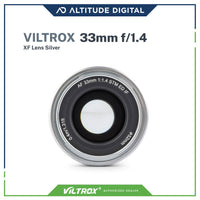Front view of the Viltrox 33mm F1.4 XF Silver Lens
