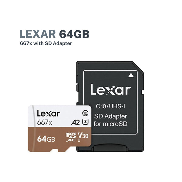Lexar 64GB Professional 667x UHS-I microSDXC Memory Card with SD Adapter