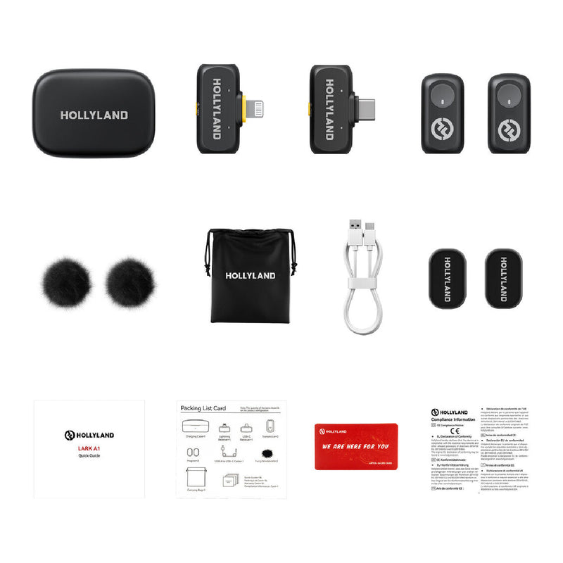 Hollyland Lark A1 Combo Dual Channel Digital Wireless Microphone System (Space Gray)