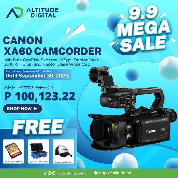 Canon XA60 + Free SanDisk Extreme 128gb + Raptor Case 6000 Air (Blue) + Raptor Case White Cap