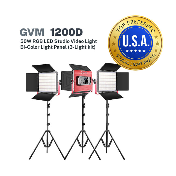 GVM 1200D RGB LED Light Panel (3-Light Kit)