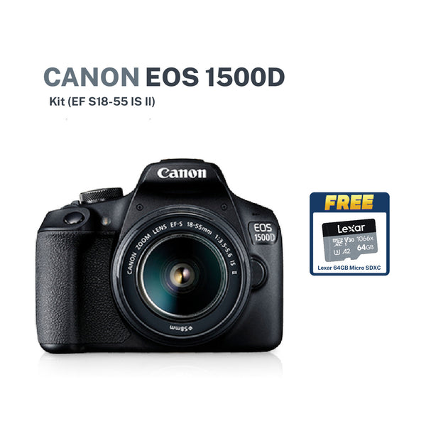 Canon EOS 1500D Kit (EF S18-55 IS II) With FREE Lexar 64gb SDXC