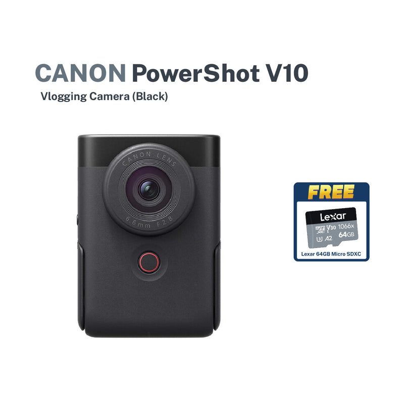 Canon PowerShot V10 (Black)With FREE Lexar 64gb SDXC