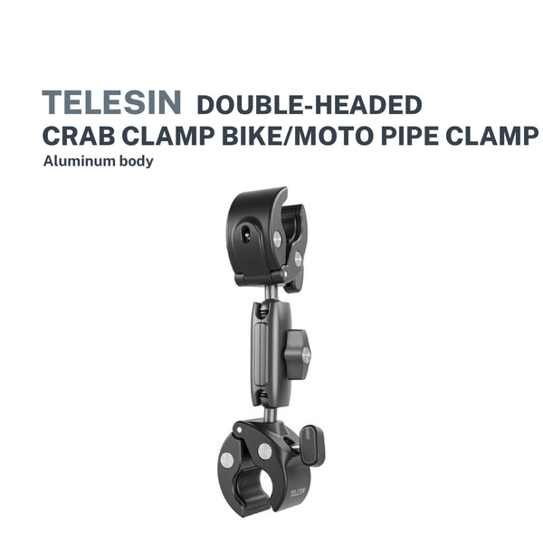 Telesin Double Crab Claw Pipe Clamp Mount (Aluminum Body)