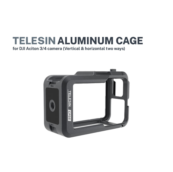 Telesin Aluminum cage for DJI Aciton 3/4 camera (Vertical & horizontal two ways)