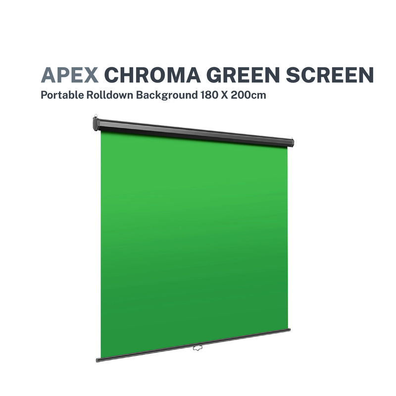 APEX PORTABLE ROLLDOWN CHROMA GREEN SCREEN BACKGROUND 180 X 200CM