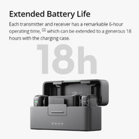 Extend the 6 hour battery of the DJI Mic 2 to 18 hours using the charging case