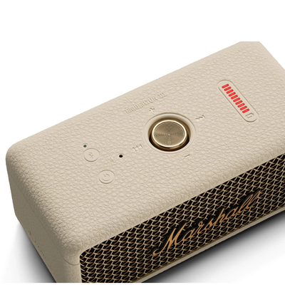White Marshall Emberton III Top Speaker Controls