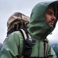 DJI Osmo Action 5 Pro mounted while hiking