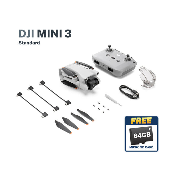 DJI Mini 3 Standard with RC-N1 with Free Lexar 64gb SDXC Card