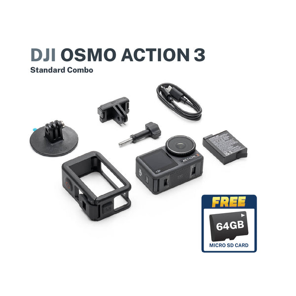 DJI Osmo Action 3 Camera Standard Combo with FREE Lexar 64gb SDXC Card