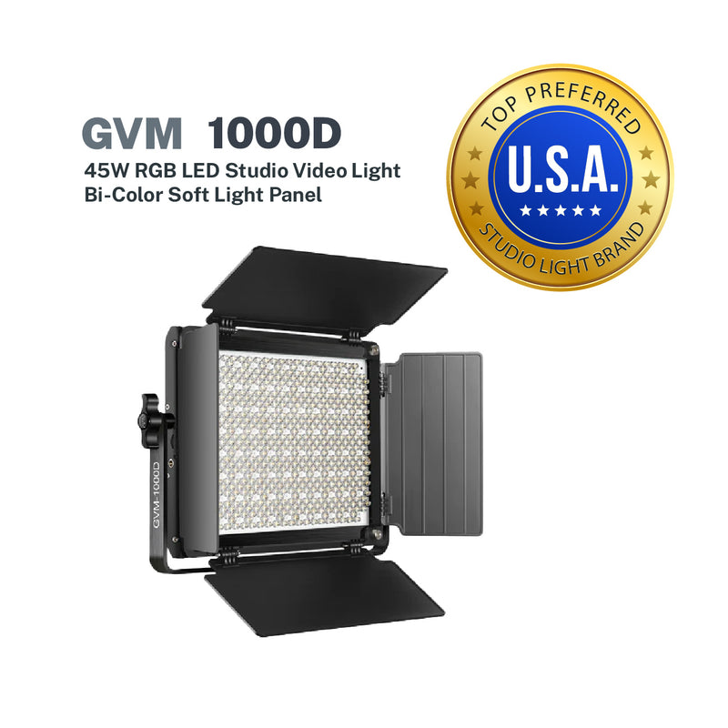 GVM 1000D 45W RGB LED Studio Video Light Bi Color Soft Light Panel