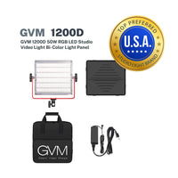 GVM 1200D 50W RGB LED Studio Video Light Bi-Color Light Panel