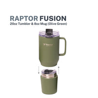 Raptor Drinkware Fusion 28 oz, 2-in-1 Double-Wall Vacuum Insulated Tumbler Olive Green