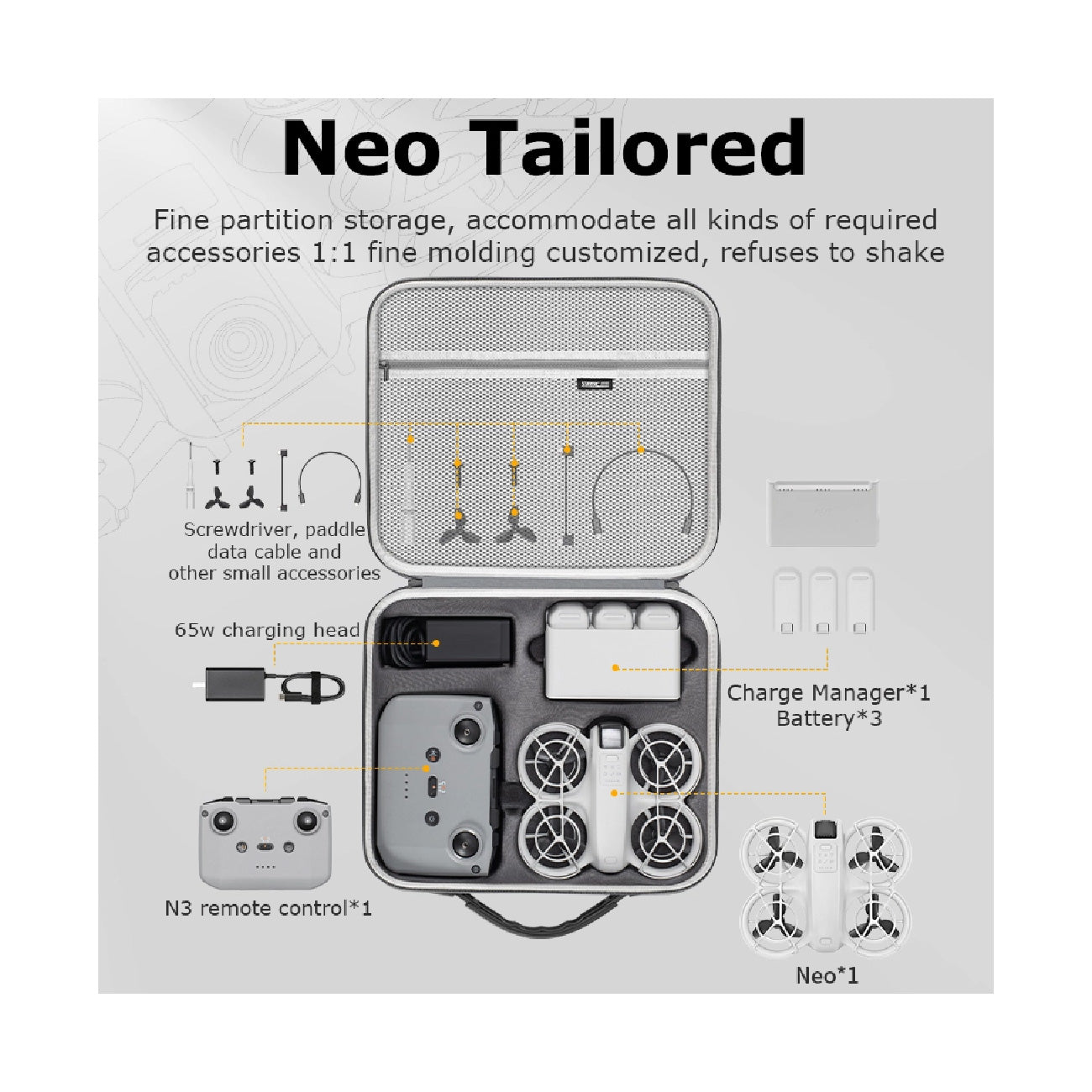 DJI Neo Drone and accessories inside the STARTRC Carrying Bag