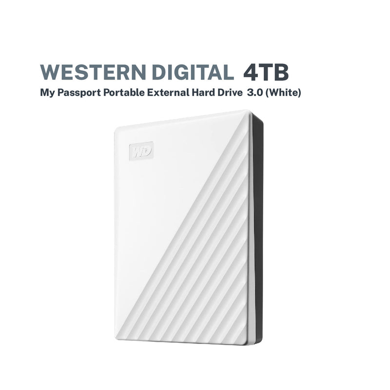 WD MY PASSPORT Portable External Hard Drive 4TB White 3.0