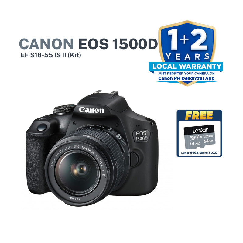 Canon EOS 1500D Kit (EF S18-55 IS II) With FREE Lexar 64gb SDXC