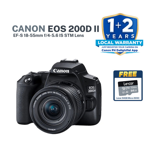 Canon EOS 200D II (EF-S 18-55mm f/4-5.6 IS STM) With FREE Lexar 64gb SDXC