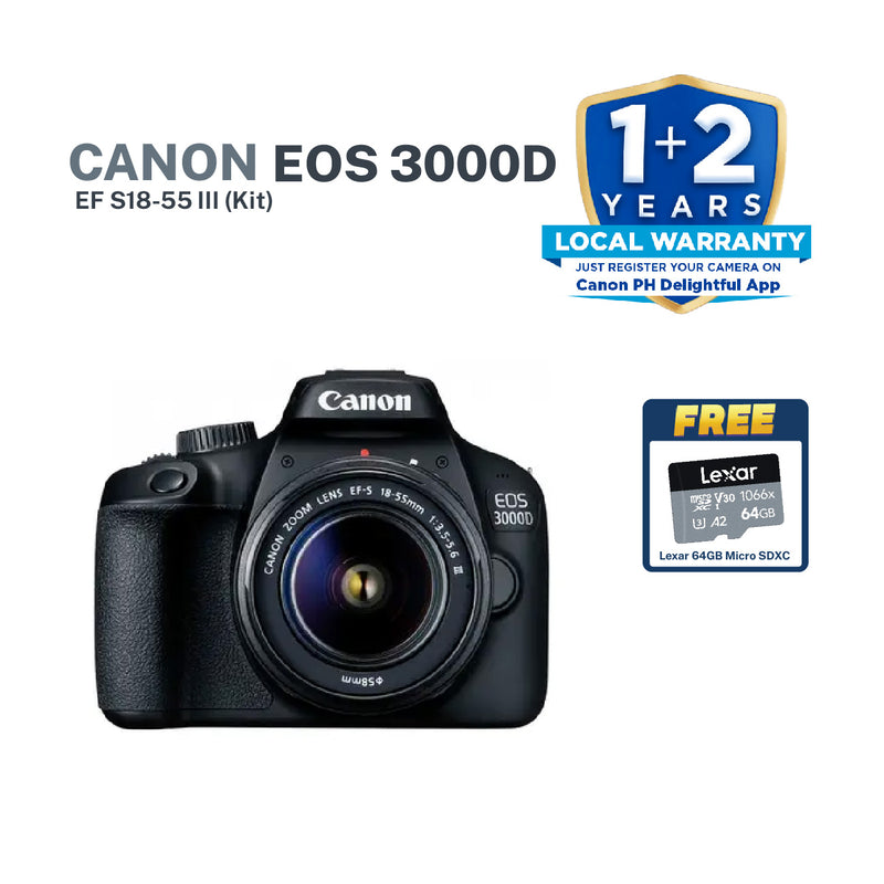 Canon EOS 3000D Kit (EF S18-55 III) With FREE Lexar 64gb SDXC