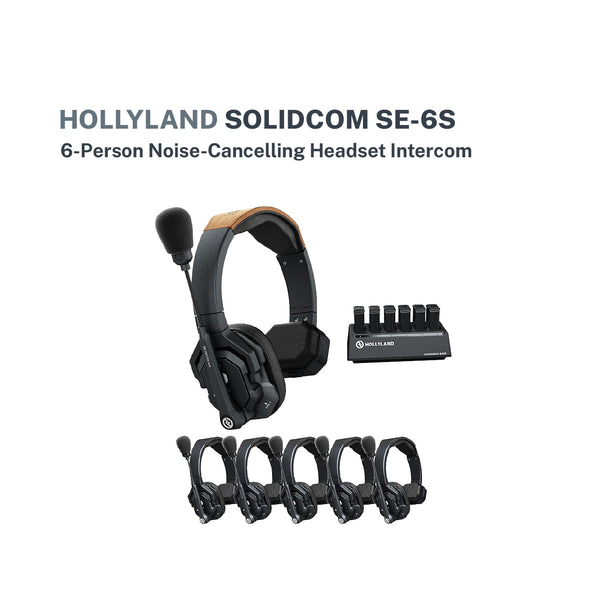 Hollyland Solidcom SE-6S 6-Person Full-Duplex Single-Ear Noise-Canceling Headset Intercom