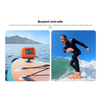 Surfer using the Insta360 Ace Pro 2 attached to float guard