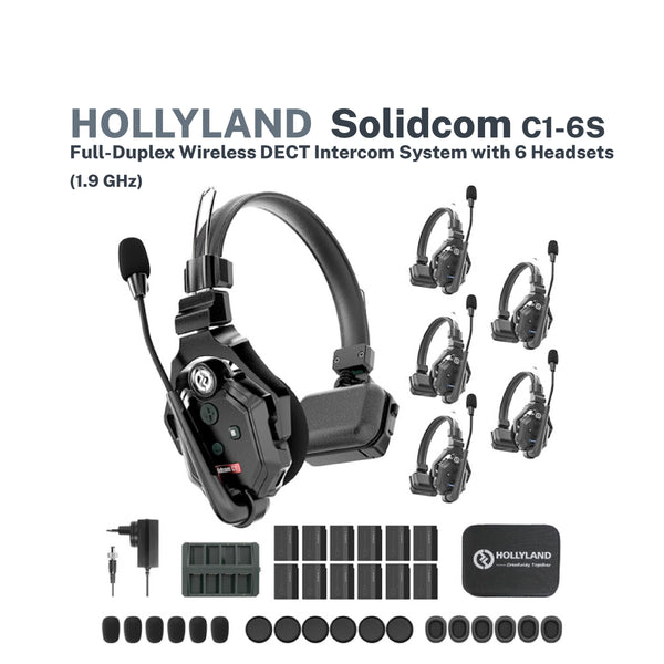 Hollyland Solidcom C1-6S Full-Duplex Wireless DECT Intercom System with 6 Headsets (1.9 GHz)