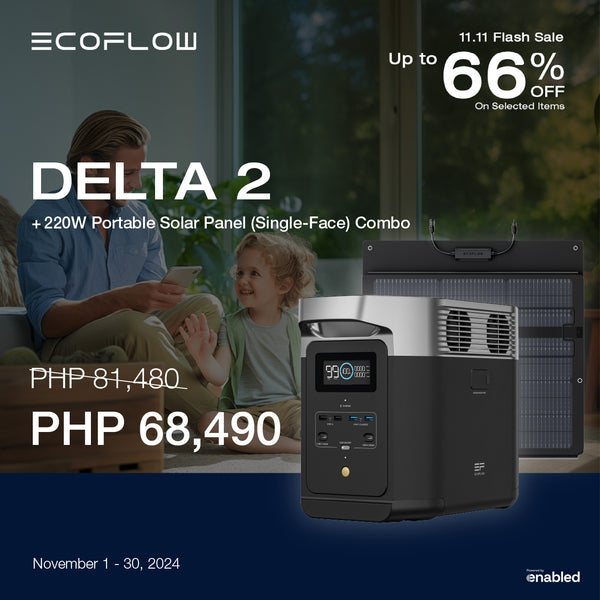 EcoFlow DELTA 2 + 220W Portable Solar Panel (Single Face)