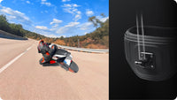 Motorcycle rider uses Insta360 enhanced waist strap for stable, hands-free filming on the road