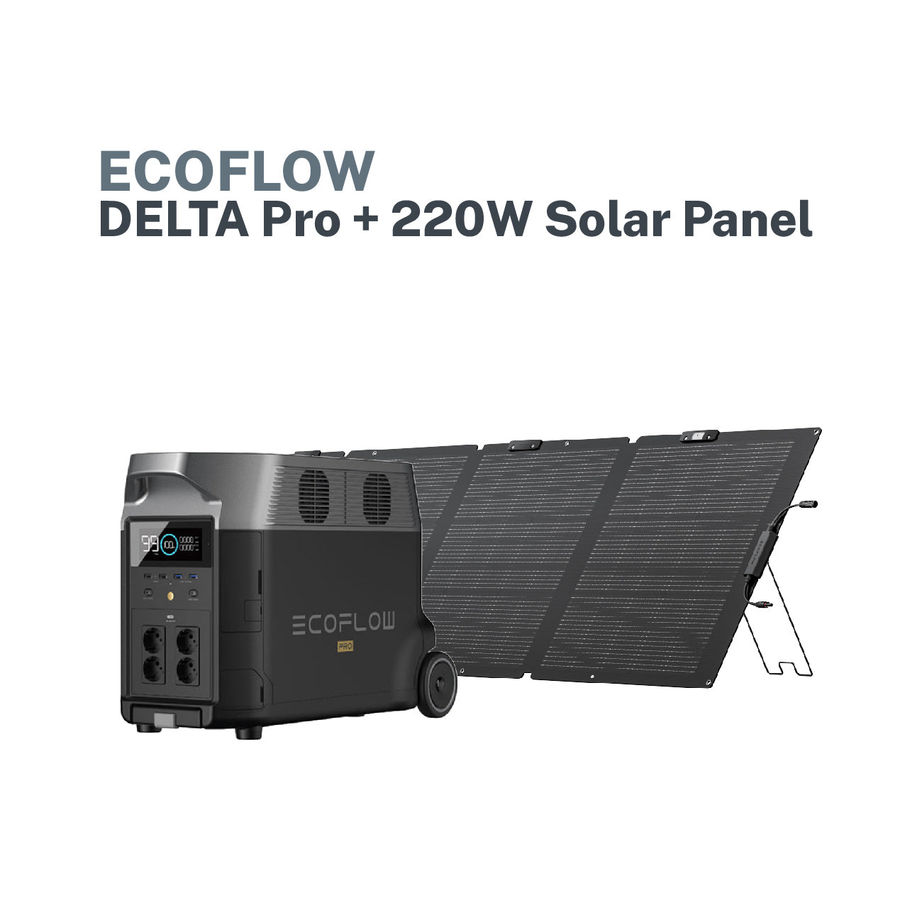 EcoFlow DELTA Pro + 220W Portable Solar Panel (Single- Face)