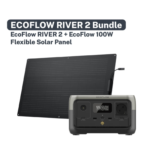 EcoFlow RIVER 2 Power Station + 100W Solar Panel Portable Power Source